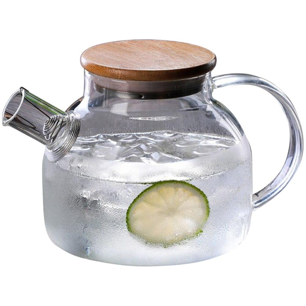1.2L Water Juice JUG Pitcher GLASS BOTTLE Cocktail Fridge Kitchen Picnic Lid 