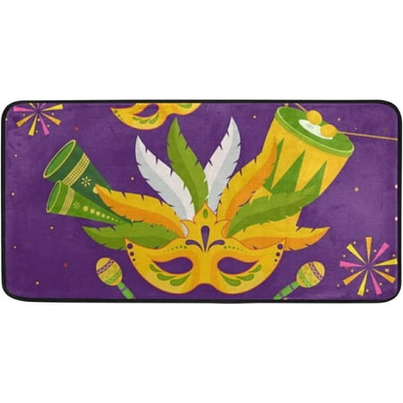 

Bestwell Mardi Gras Kitchen RUG Anti Fatigue Non-Slip Bath RUG Entryway Doormats Runner Comfort Mat 39 x 20 Inch