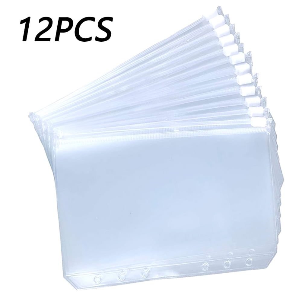 12PCS Binder Pockets A5 A6 A7 Binder Zipper Folders for 6Ring Notebook