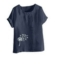 thumbnail image 4 of Linen Blouses for Women Summer Floral Printed Tunic Top Cotton Plain Tee Crewneck T-Shirts Plus Size Blouse Lightweight Tops Going Out Clothes, 4 of 4