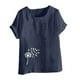 thumbnail image 4 of Vestidos Casuales Para Mujer, Blusas De Mujer De Moda Blusa informal de lino con botones y manga corta estampada para mujer, 4 of 4