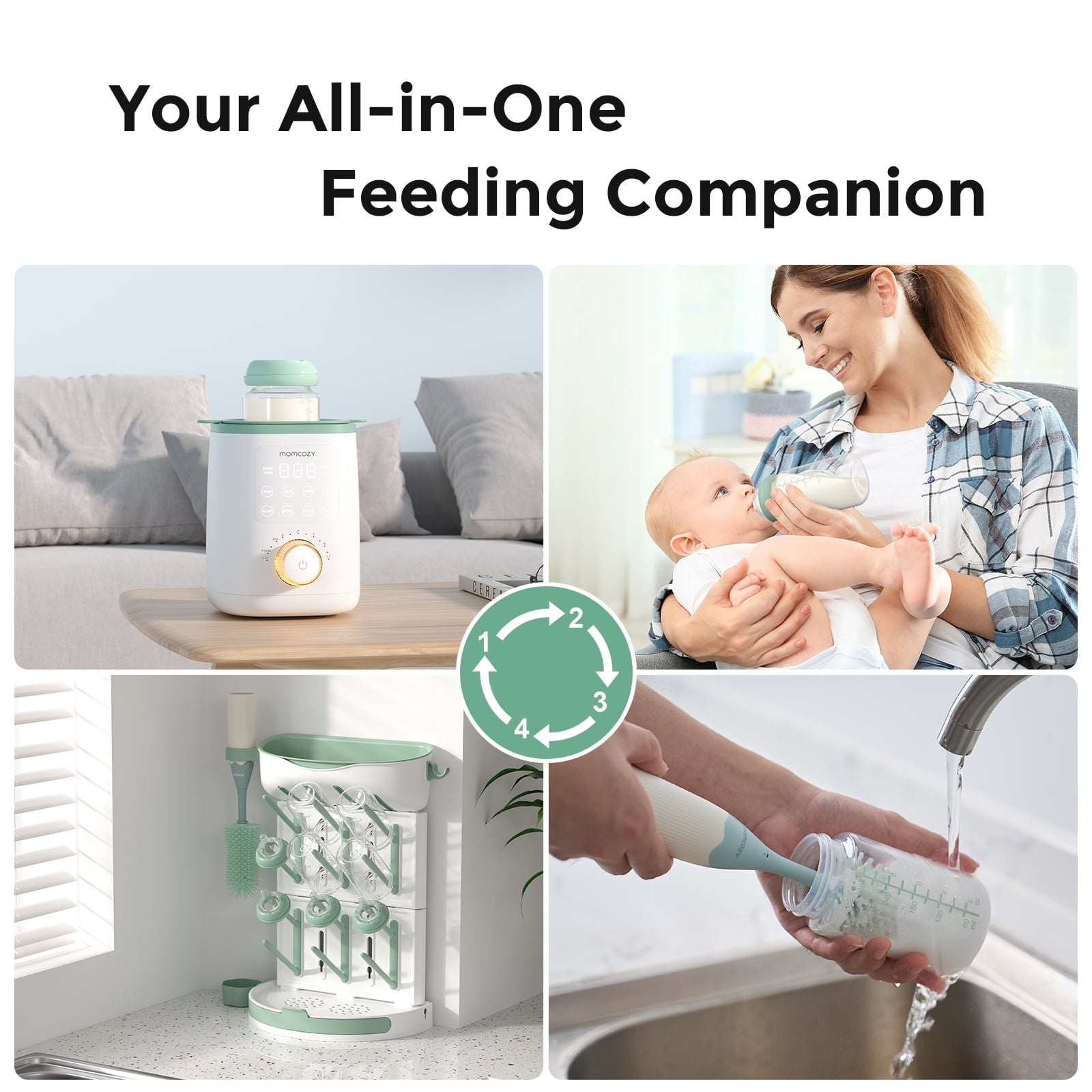 Momcozy Natural Baby Bottle, 11oz Wide-Neck Breast Milk Container, BPA-Free Plastic, Compatible with Momcozy Breast Milk Cooler