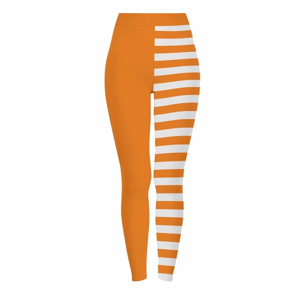 Dursoulink Halloween Leggings for Girls Striped Print High Waist Stretchy Soft Tights Kids Pants for School Daily Wear with Soft Polyester Fabric