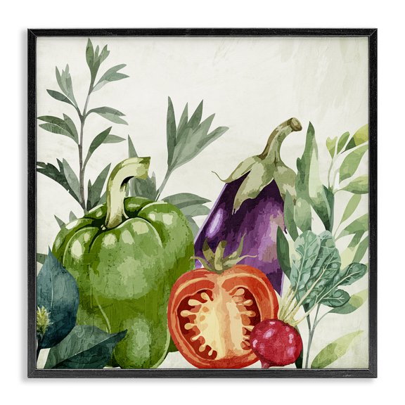 Stupell Industries Organic Garden Vegetables Food & Beverage Painting Gray Framed Art Print Wall Art, 24 x 24