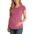 thumbnail image 2 of Axiiglly Maternity Shirts Short Sleeve Crew Neck Pleated Stretch Pregnancy T-Shirts Soft Comfortable Plus Size Tee for Women, S-4XL, 2 of 9
