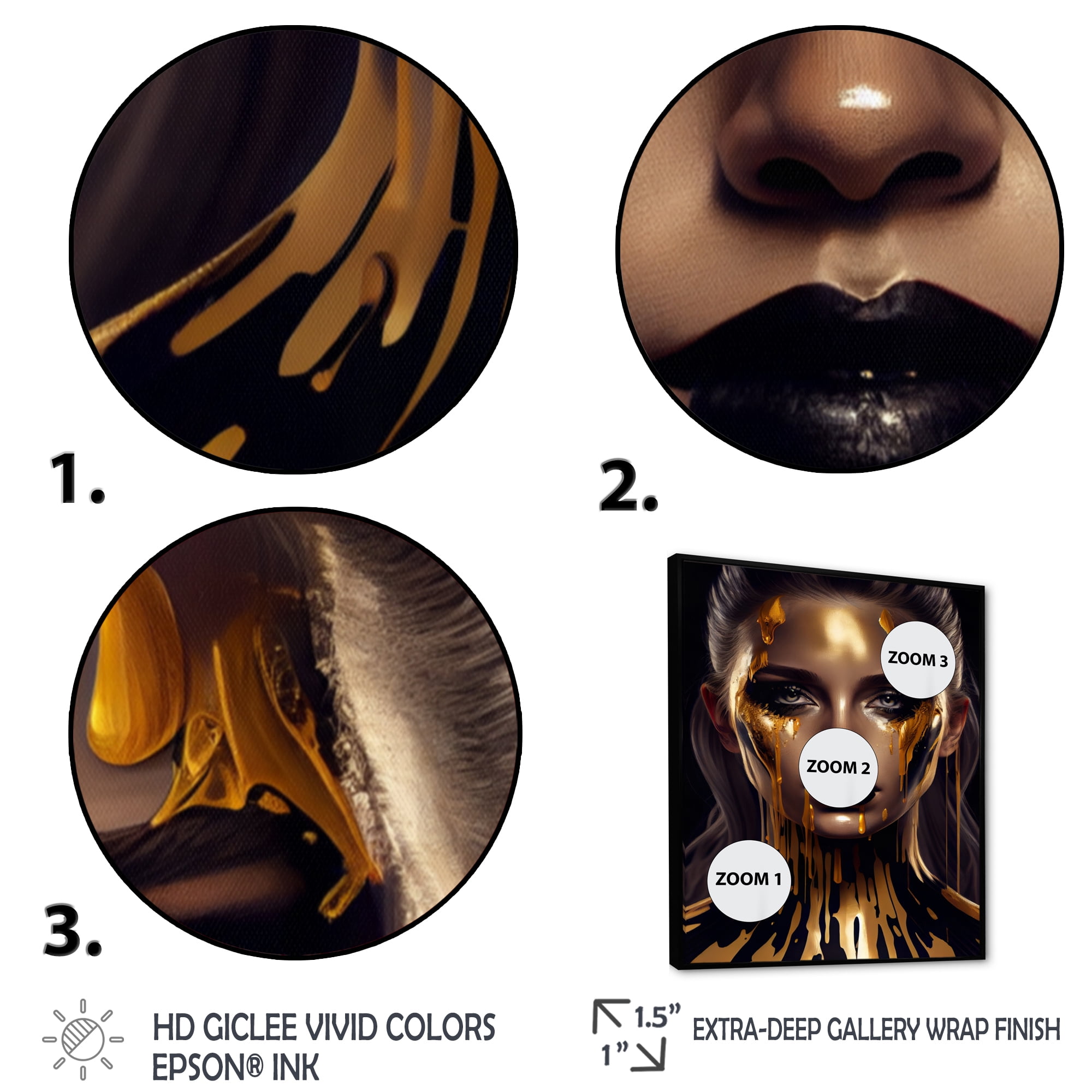 Designart Sensual Liquid Gold Woman VII Floating Frame Wall Art