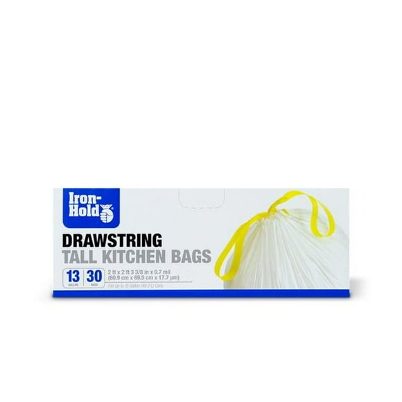 6041304 Sacs de Cuisine Hauts à Cordon 13 gal, 30 par Paquet - Lot de 12
