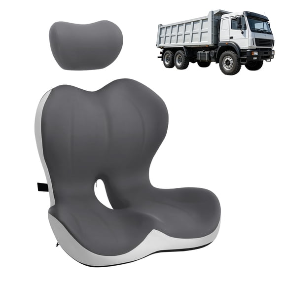 Ergonomic Memory Foam Seat Cushion and Headrest for Office Chair Car Wheelchair High Density Lumbar Hip Support Pain Relief Breathable Washable Non Slip Grey White