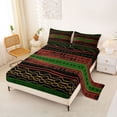 thumbnail image 2 of jejeloiu Tribal Stripes Queen Sheets For Men Women,Ethnic Pattern Queen Sheet Sets,Green Black,4pcs,1 Flat Sheet, 1 Fitted Sheet and 2 Pillowcases, 2 of 6