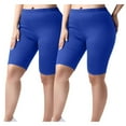 thumbnail image 2 of QATAINLAV Ofertas en Walmart! 2 Pack Workout Yoga Shorts for Women Summer Soft Solid Stretch Slim Fit Running Volleyball Short Pants Casual Elastic Waist Biker Shorts Blue L, 2 of 8