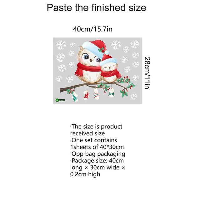 Pegatina de pared de copo de nieve de Navidad, pegatina de ventana de pájaro de nieve, decoración de vidrio de ventana de sala de estar, pegatina de pared de pájaro