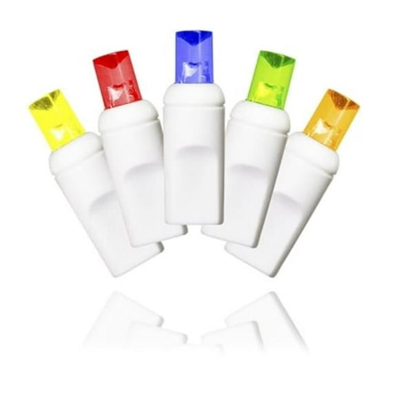 Queens of Christmas S-35MM5M-4W 35 Count Multi Colored Decorative LED Light Set on White Wire 4 in. Spacing