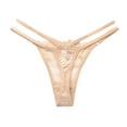 thumbnail image 3 of Gibobby Paquete de Tanga para dama Tanga sexy transparente para mujer Bragas de tanga de encaje Bragas de sexy(Beige,Talla única), 3 of 5