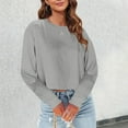 thumbnail image 2 of Oversized Tshirts for Women Women Fashion Casual Solid Round Neck Long Sleeve Sexy Crop T Apparel Short Oversized Tee Shirts for Turtle Neck Long Sleeve Shirts Womens Summer Shirt Athlet Light Gray XL, 2 of 5