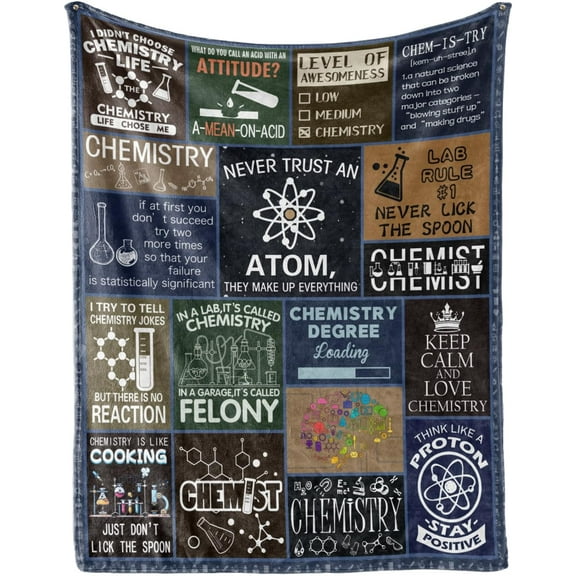 Chemistry Gifts, Gifts for Chemistry Lovers, Chemistry Blanket Lab Decor, Chemistry Teacher Gifts, Chemistry Gifts for Adults, Student, Chemists, Science Gifts (Chemistry Gifts, 60" L x 50" W)