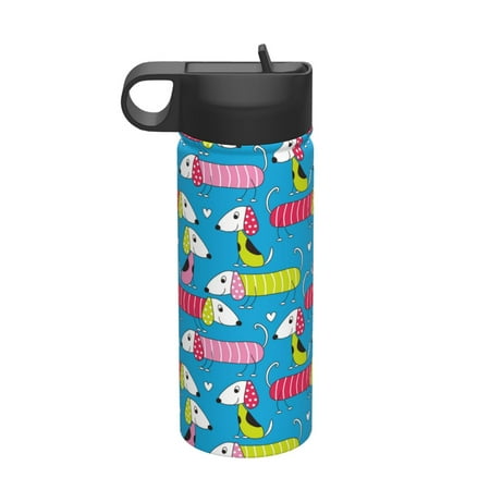 

Adobk Color Dachshund Dog Print Water Bottle 18oz Sports Insulated Kettle for Cycling Gym Basketball Outdoor Suitable as a Present