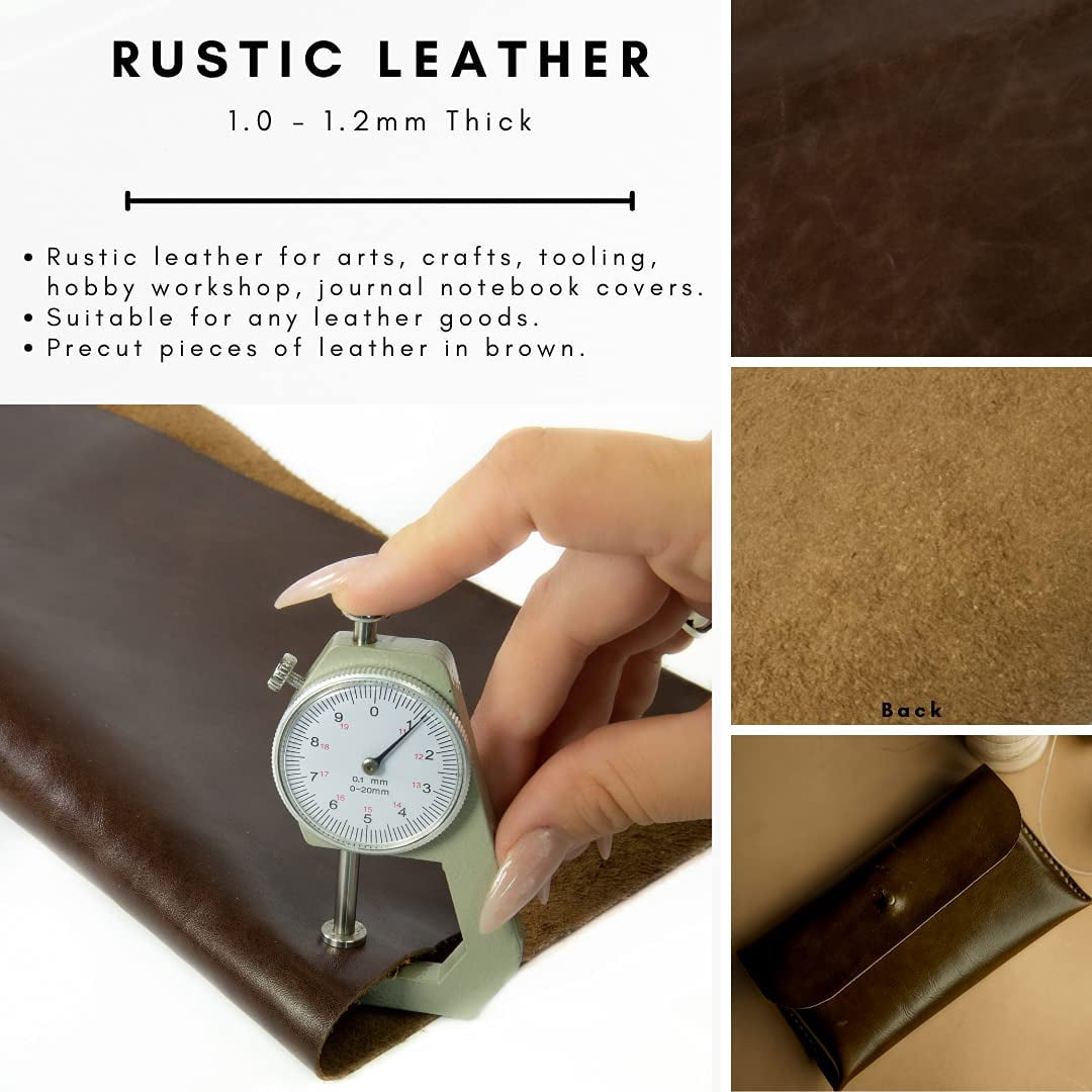 FabricLA Genuine Leather Tooling and Crafting Sheets | Heavy Duty Full Grain Cowhide (1.0-1.2mm) 12X12 - Denver Brown