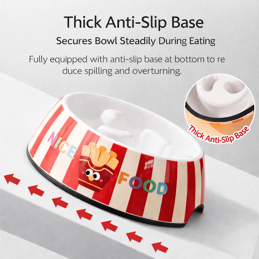 Slow Feeder Dog Bowl Anti Gulping Slow Feed Dog Food Bowl Pet Feeding Bowl Non Slip Dog Dish for Small Medium Dogs
