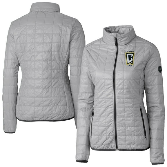 Women's-Cutter & Buck  Gray Columbus Crew Rainier PrimaLoft Eco Insulated Full-Zip Printed Puffer Jacket