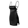 thumbnail image 5 of Women Spaghetti Strap Sleeveless Mini Dress Sexy Bandage Backless Satin Dress for Nightclub Beach, 5 of 6