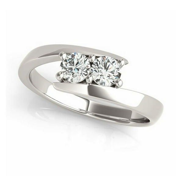 Diamond Solitaire Tension Two Stone Ring 14k White Gold (0.12ct)