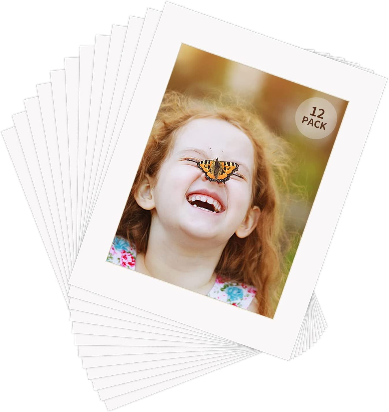 11x14 White Picture Mats Set of 12, with Core Bevel Cut Frame Mattes