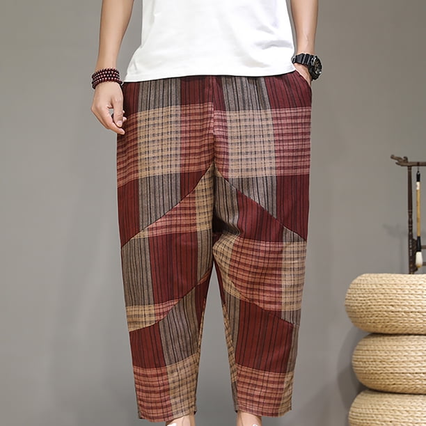 Pantalones largos de moda para hombre con cordón, cintura elástica, color sólido, informales, de nacionalidad