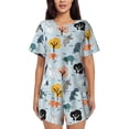 thumbnail image 1 of Balery Elephant Tree Conjunto de Pijama para Mujer con Estampado, Dos Piezas de Manga Corta y Shorts, Ropa de Dormir Suave con Cuello Redondo y Bolsillos-X-Large, 1 of 6