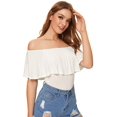 thumbnail image 4 of Women's Off The Shoulder Short Sleeve Ruffle Bodysuit, 4 of 5