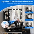 thumbnail image 3 of Dextrus 3 Lighting Color Options Makeup Vanity with Built-in Charging Station, Black, 3 of 10