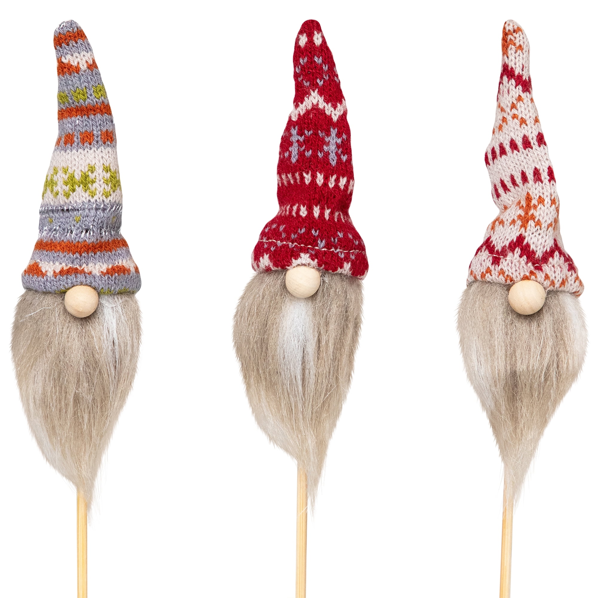 Gnome with Nordic Hat Christmas Picks - 11.25" - Set of 3