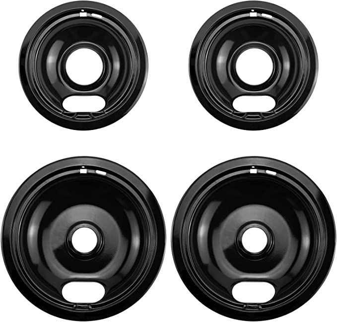 W10290350 W10290353 Burner Porcelain Drip Pans Set Replacement by Fits