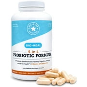 5-in-1 Bio-Heal Probiotic Capsules for Kids, Men & Women - Best Supplement for Brain Function, Gut Health & Constipation - Shelf Stable & Fortified with Vitamins, Minerals & Prebiotics - All-Natural