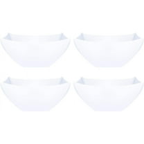 PLASTICPRO 8 Oz Disposable Serving Bowls White Plastic Square Snack Bowls, 4-Pack