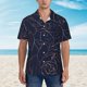 thumbnail image 2 of Balery Copper-Gold Gloss Outline Navy Dark Blue Camisas hawaianas de manga corta para hombre, camisas playeras de corte holgado, camisas de vacaciones con botones,XX-Large, 2 of 7