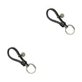 thumbnail image 3 of Yuarrent LLavero de pareja de cuero, accesorios para automóviles, cuerdas tejidas, llavero, antipérdida, coche, colgante Unisex, suministros Negro 2Conjunto, 3 of 6