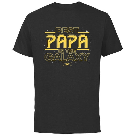 Star Wars Best Papa in the Galaxy Birthday Father’s Day - Short Sleeve Cotton T-Shirt for Adults - Customized-Black