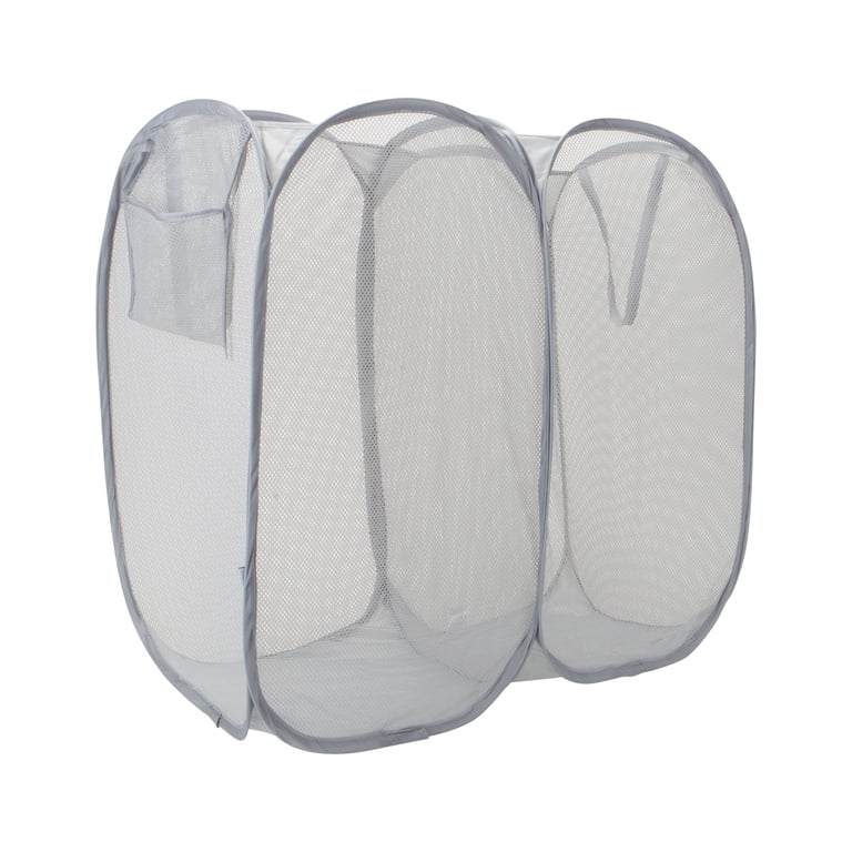 Mainstays Dual Pop-Up Mesh Laundry Hamper, Gray photo 2