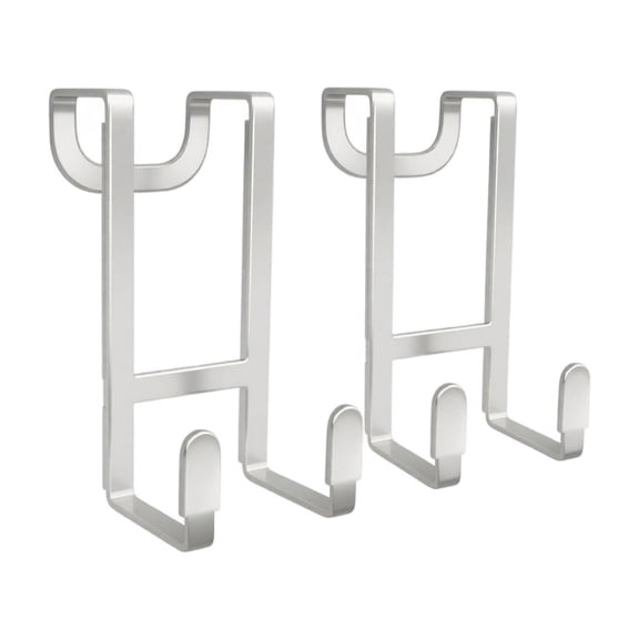 Over The Door Hooks, No Drill Heavy Duty Iron Hangers, 2 Pack Double U-Shaped Hooks for Towels, Coats, Kitchen & Bathroom White