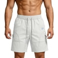 thumbnail image 2 of Men's Quick Dry 7-Inch Beach Shorts, Elastic Waist Drawstring Solid Color Swim Trunks with Zipper Pockets, Lightweight Breathable Summer Thin Shorts for Men White, 2 of 5