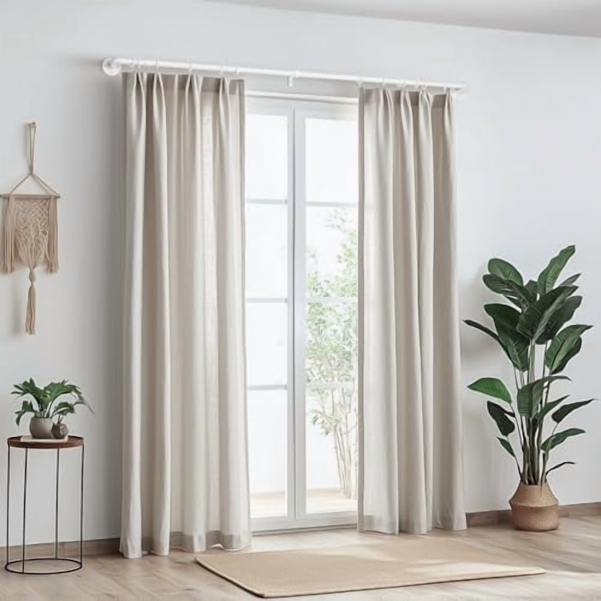 Curtain Rods for Windows 66 to 120, 1 Inch Industrial Wrap Around White Curtain Rod, Indoor/Outdoor Room Divider Adjustable Drapery Pole, 66"-120"