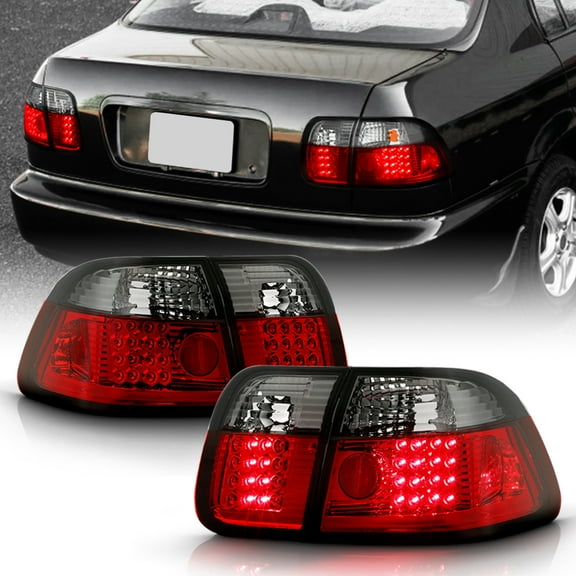 For 1996-1998 Honda Civic Sedan Lumileds LED Red Smoked Tail Lights brake Lamps