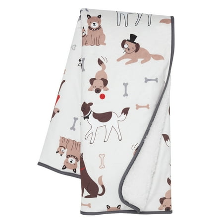UPC: 0084122014176 | Lambs & Ivy Bow Wow Baby Blanket – Gray Animals Puppy