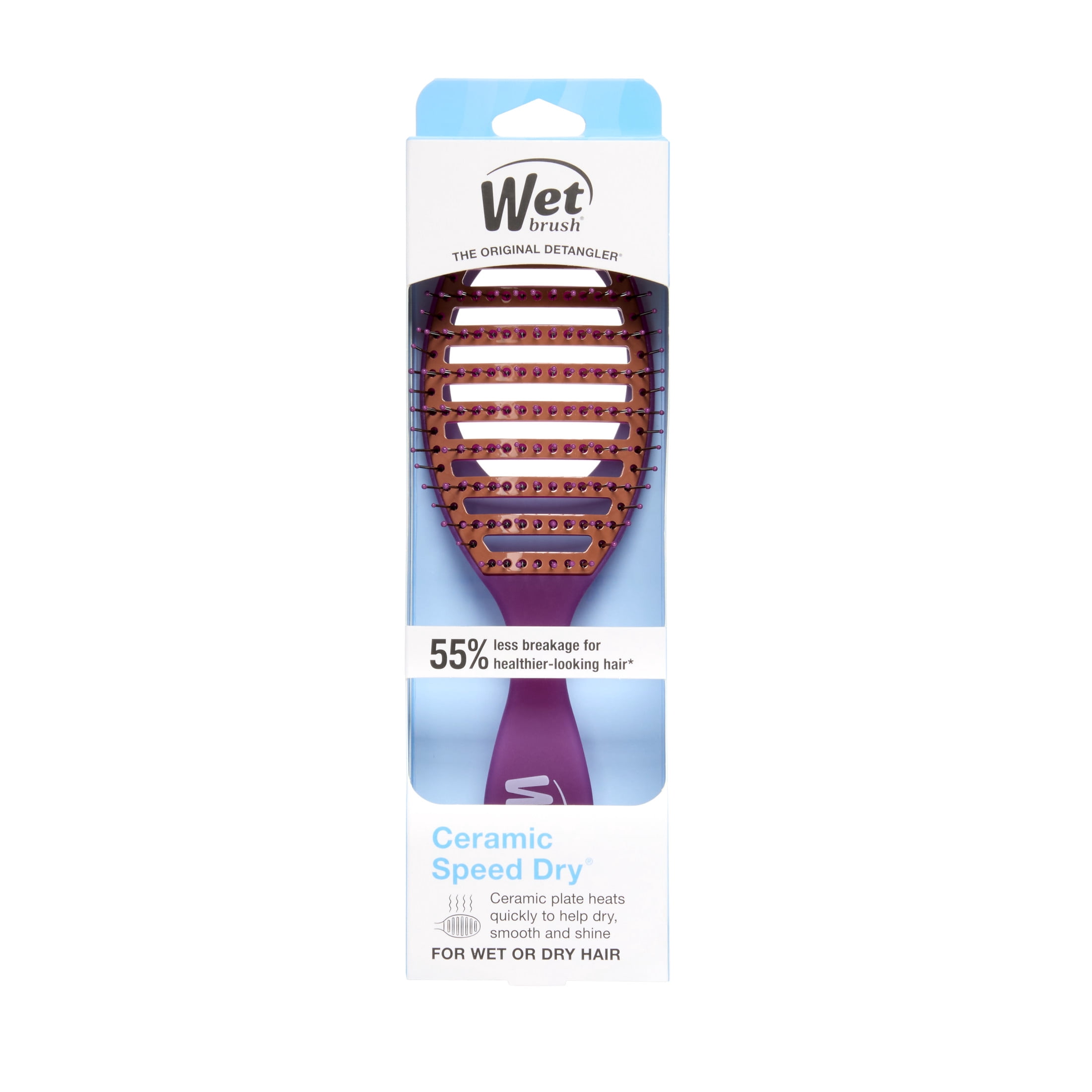 Wet Brush Ceramic Speed Dry Hair Brush With Purple Ceramic Coating For Faster Blow-Drying