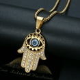 thumbnail image 3 of NEGS 18K Gold Plated Evil Eye Fatima Hamsa Hand Egyptian Pendant 24'' Chain Amulet Stainless Steel Necklace for Men Women, 3 of 8