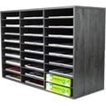 thumbnail image 4 of Wood Desktop Literature Organizer Adjustable File Sorter Mail Center Magazine Holder Paper Storage Cabinet Classroom Keepers Mailbox  Layers and Columns)  Antique, 4 of 6