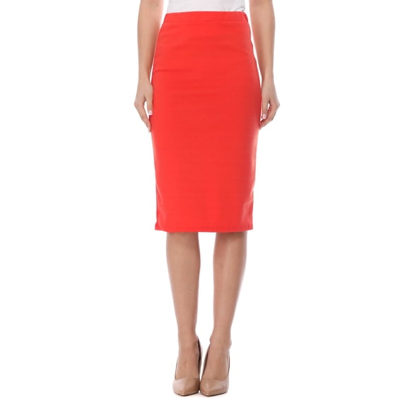 Women's Stretch Midi Pencil Skirt with Elastic Waist - Perfect for Office Wear, Sizes S-XL