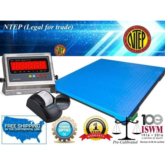NTEP 4' x 4' (48" x 48") Industrial Floor Scale with Printer l 10,000 lbs x 2 lb