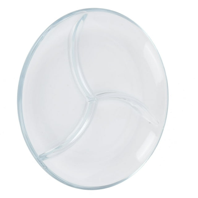 Octpeak Heat Resistant Salad Plates,Divided Dinner Plate Tempered Glass Plate Reusable Snack Plate Lightweight Tableware For Cakes Fruit,Reusable Snack Plate