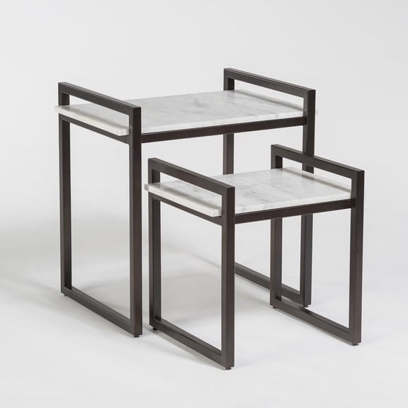Santa Barbara Vintage Nesting Tables with Marble Tops